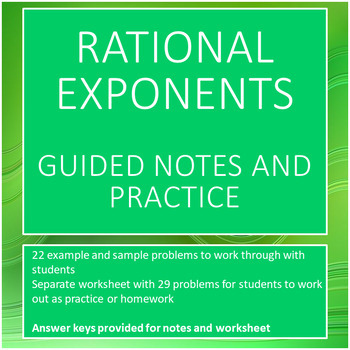 Rational Exponents Guided Notes And Worksheet Editable By Ashley Lawrence