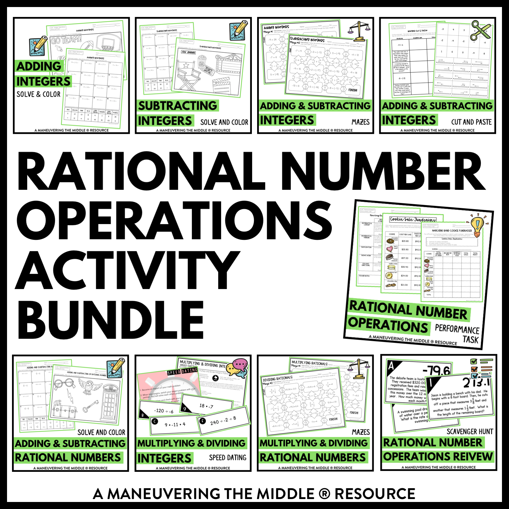 Rational Number Operations Activity Bundle 7Th Grade Maneuvering The