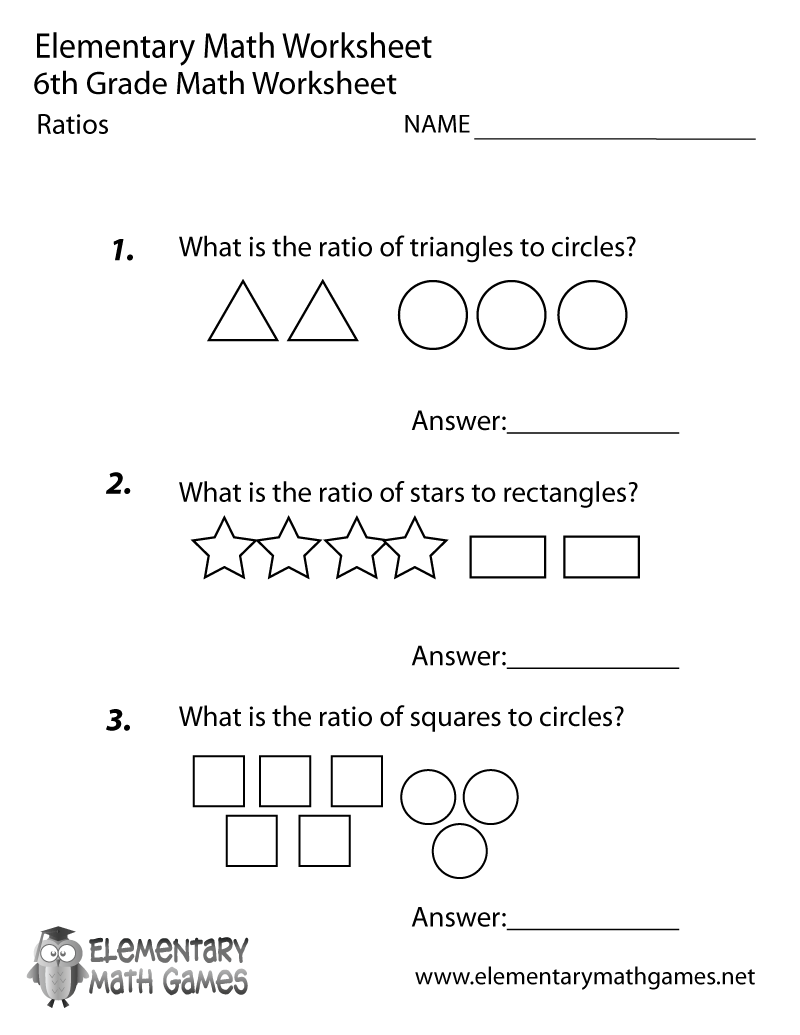 Ratios Worksheets Grade 6 Maths