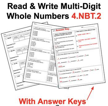 Read Write Multi Digit Whole Numbers 4 Nbt 2 Worksheets With Answer