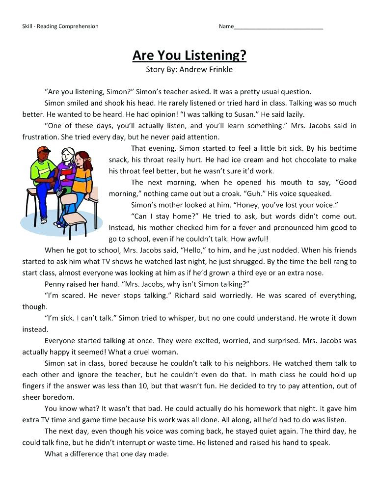 Reading Comprehension 4Th Grade Printable