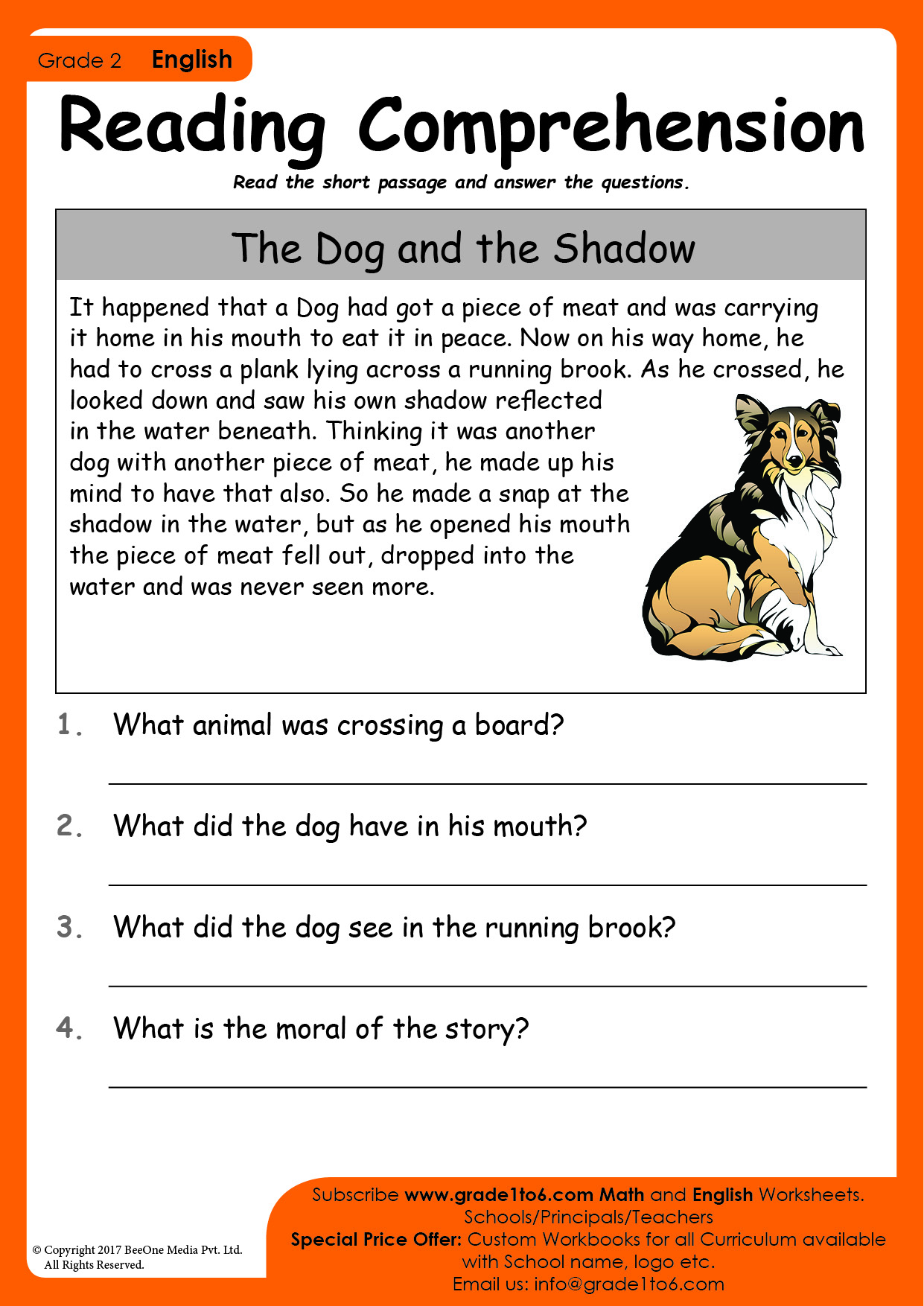 Reading Comprehension For Grade 2 Grade1to6