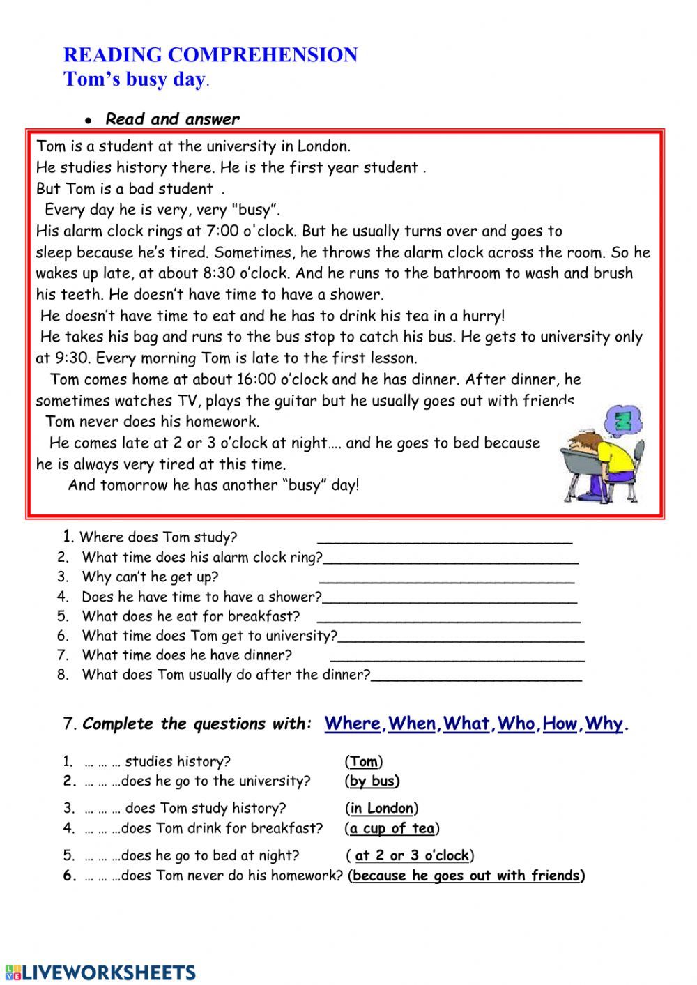 Reading Comprehension Online Worksheet For Grade 5 You Can Do The