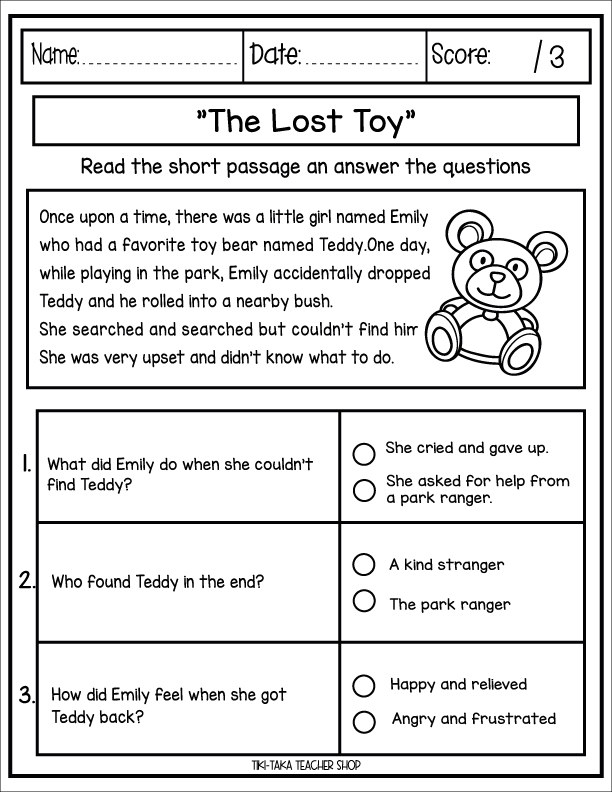 Reading Comprehension Passages First Grade Made By Teachers