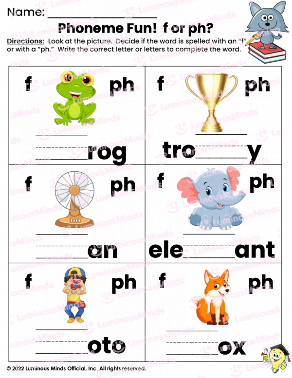 Reading Comprehension Worksheets Phoneme Fun F Or Ph