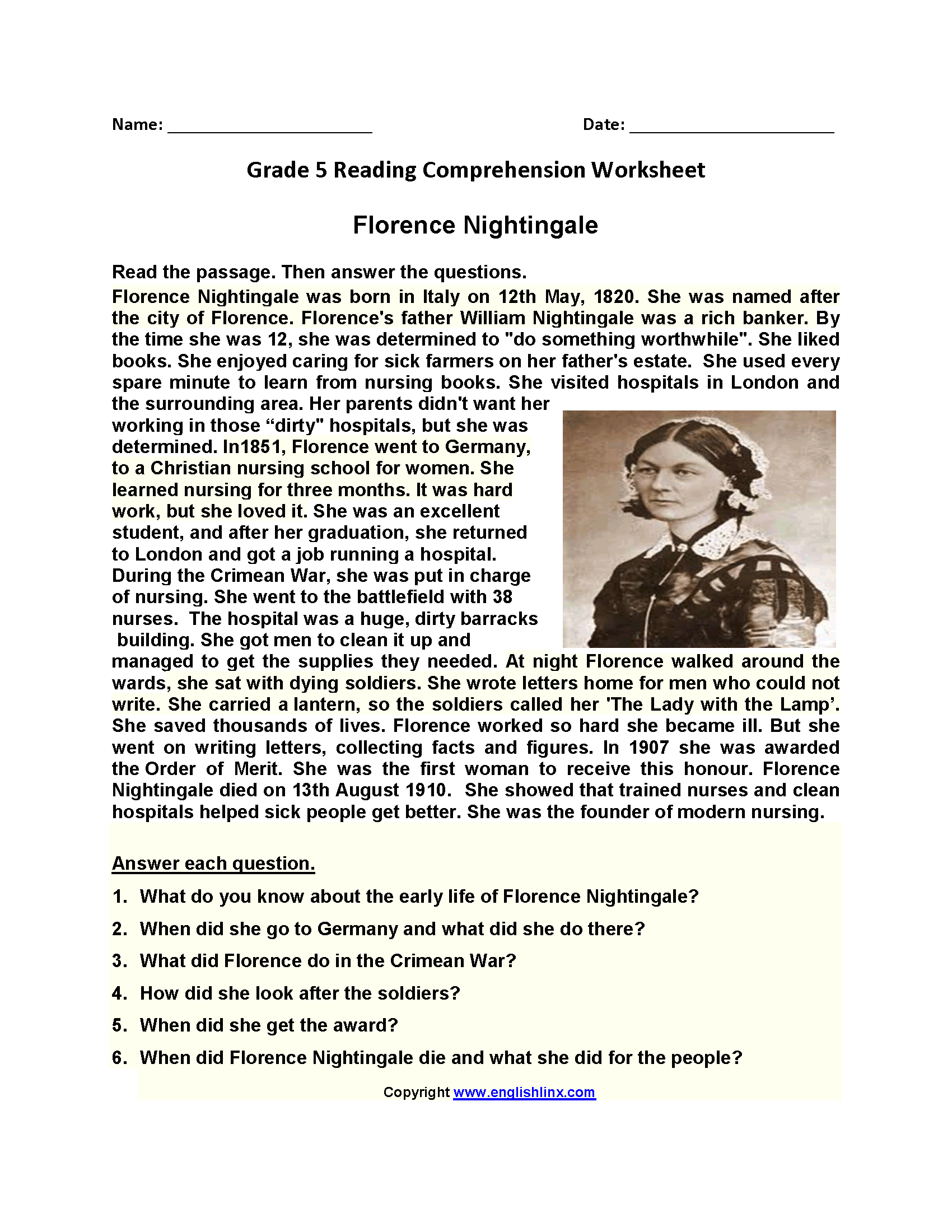 Reading Worksheets Fifth Grade Reading Worksheets