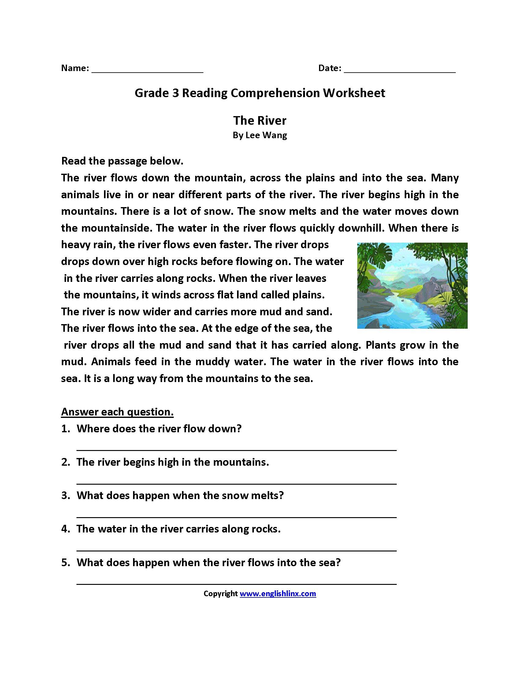 5 Fun Reading Worksheets for 3rd Graders