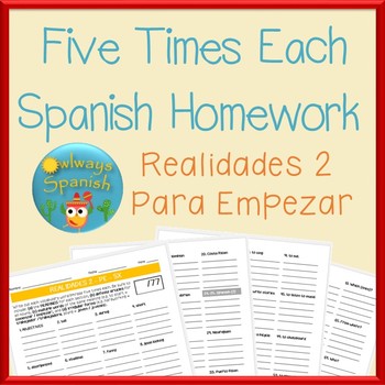 Realidades 2 Para Empezar Spanish Homework Write Five Times Each