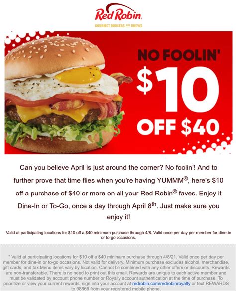 Red Robin November 2020 Coupons And Promo Codes