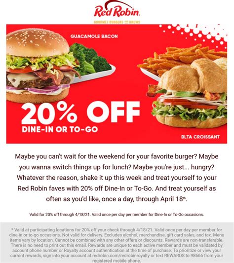 Red Robin Printable Coupons