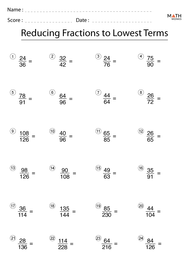 Simplify Fractions: Engaging Lowest Terms Worksheets