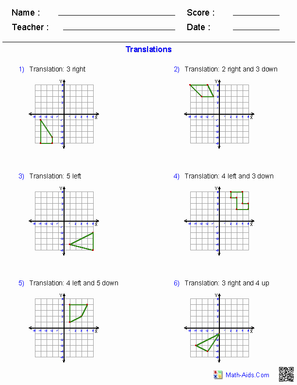 Mastering Reflections and Translations: Math Worksheet Guide