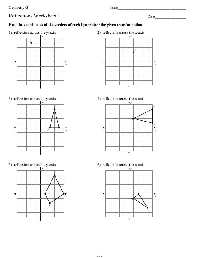 Reflection Geometry Worksheets