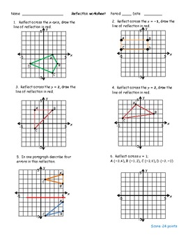 Reflection Worksheet By Math Monkey Teachers Pay Teachers