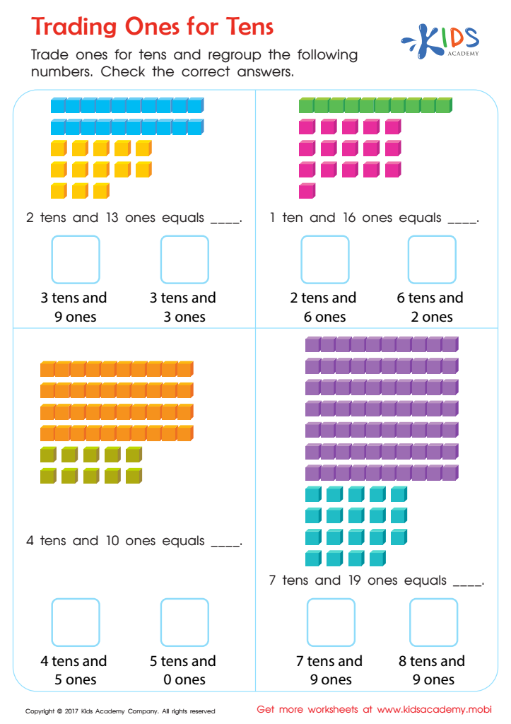 Regrouping Tens and Ones: Fun Printable Worksheets