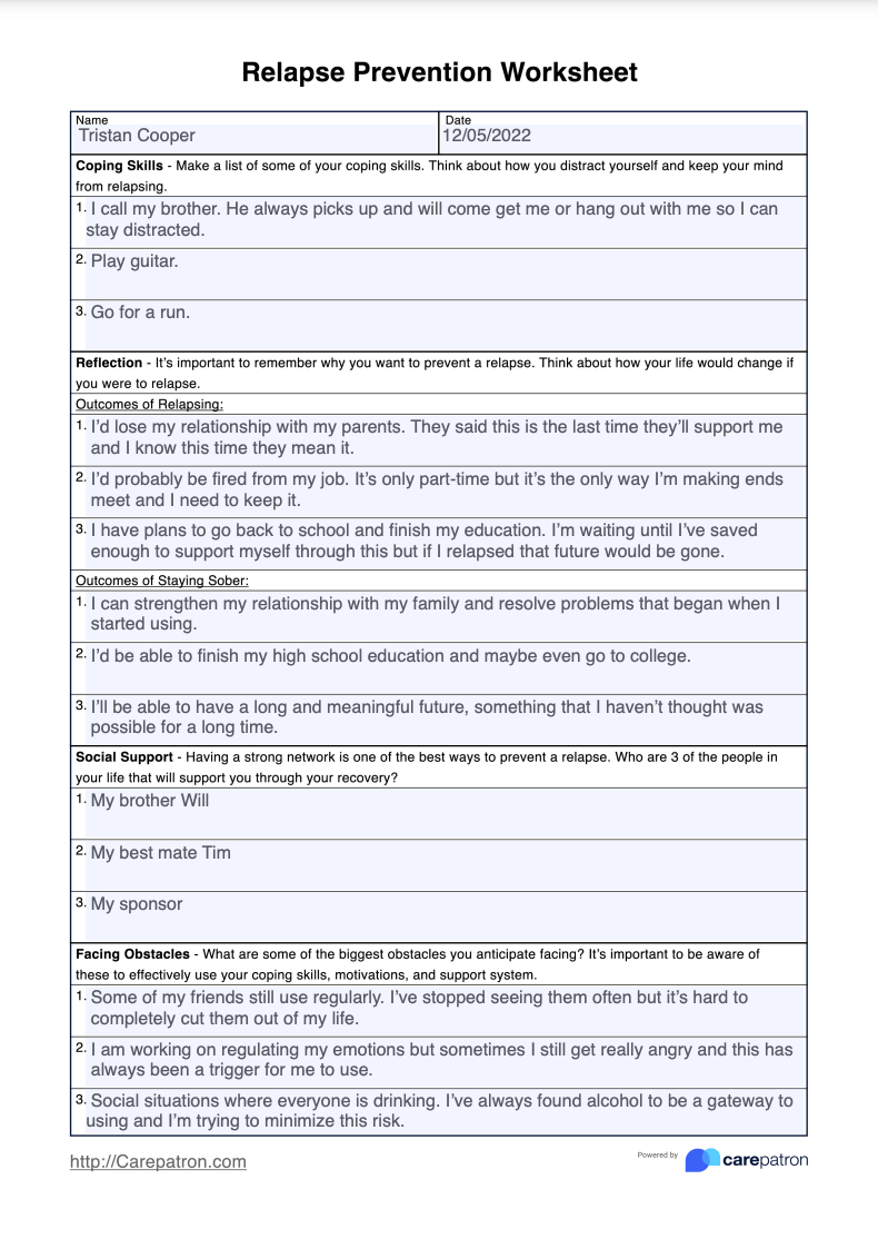 Relapse Prevention Worksheets To Free Download Relapse Db Excel Com