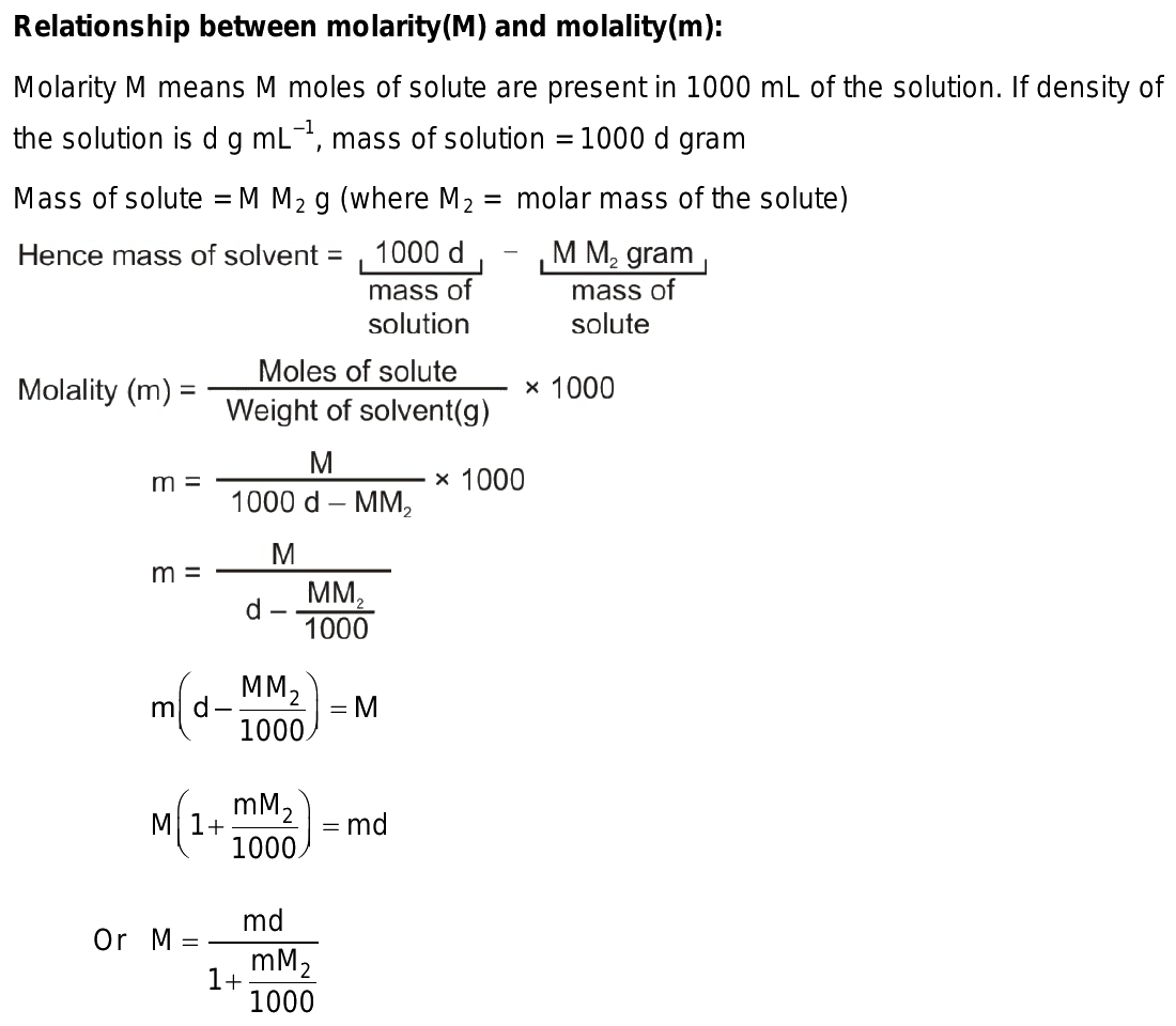 Relation Between Molarity And Molality Formula Derivation Getmyuni