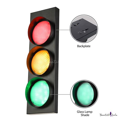 Remote Control 3 Light Traffic Light 18 Amp 39 Amp 39 H 5W Energy Saving Led Wall Lighting In Black Finish