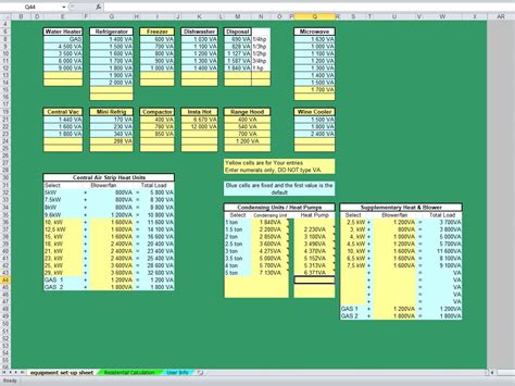 Residential Electrical Load Calculator Excel