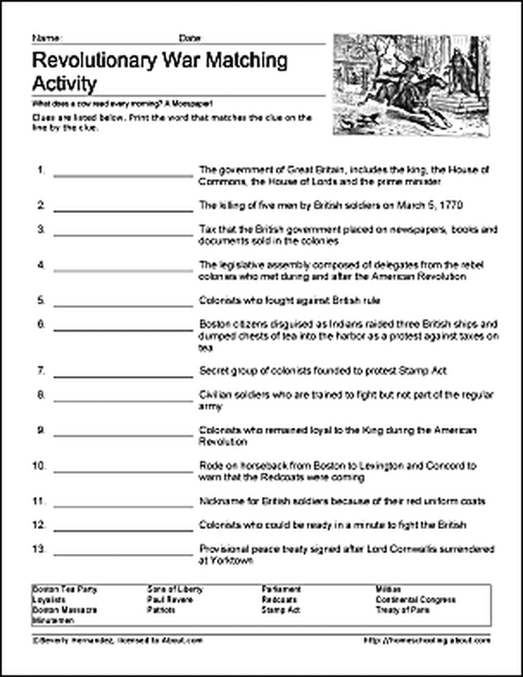 Revolutionary War Worksheets: Engaging Educational Fun