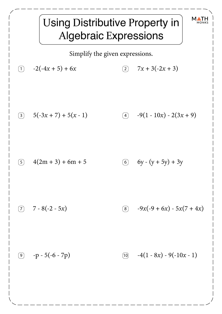 Rewriting Amp Solving Equations Using The Distributive Property Worksheet