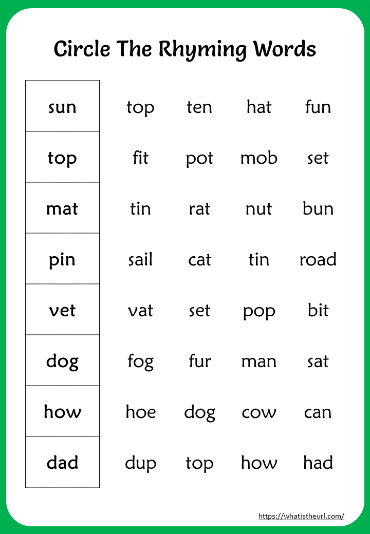 Rhyming Words Worksheet For Grade 2