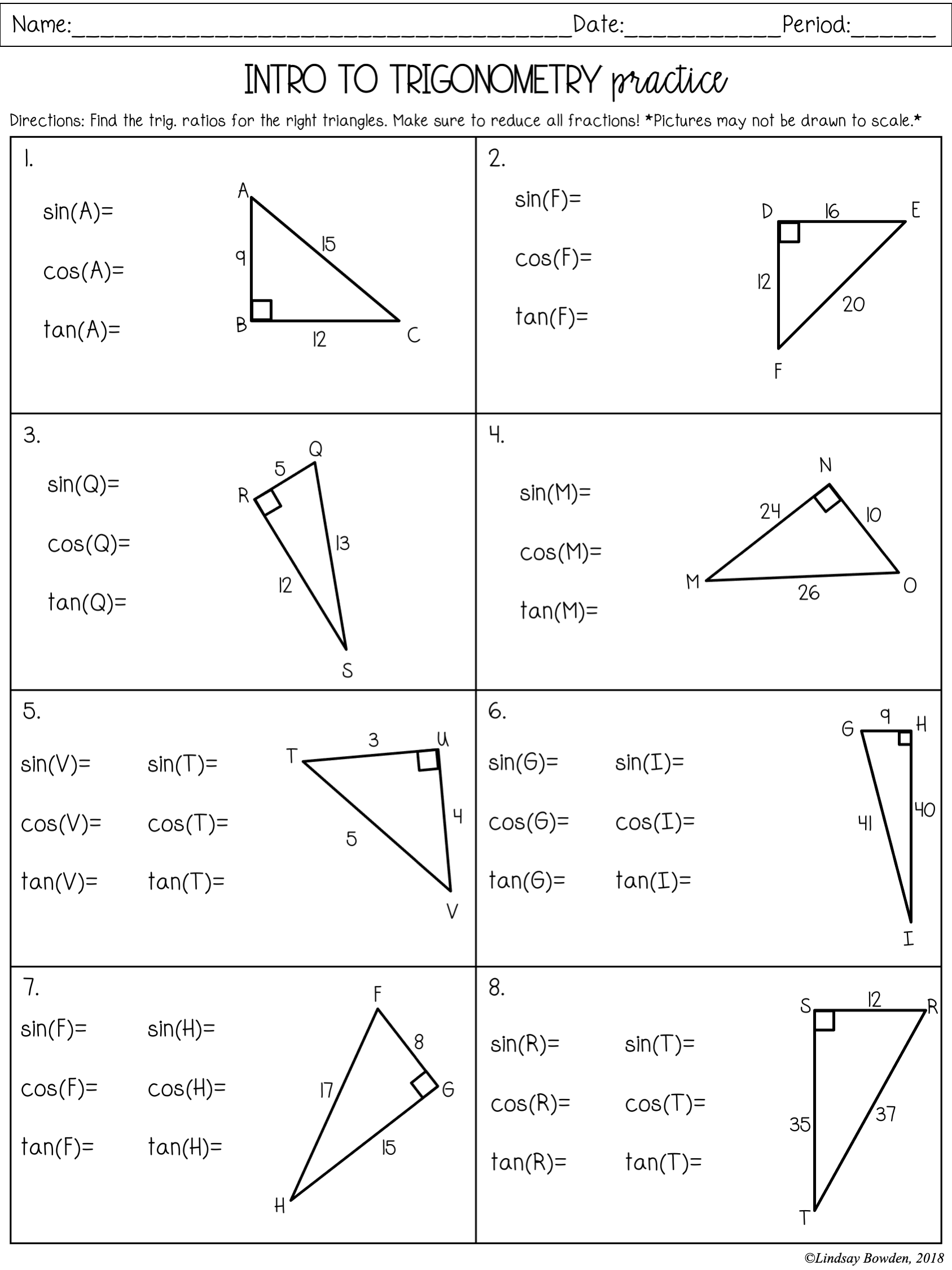 Right Triangle Trig Worksheet Answers Wordworksheet Com