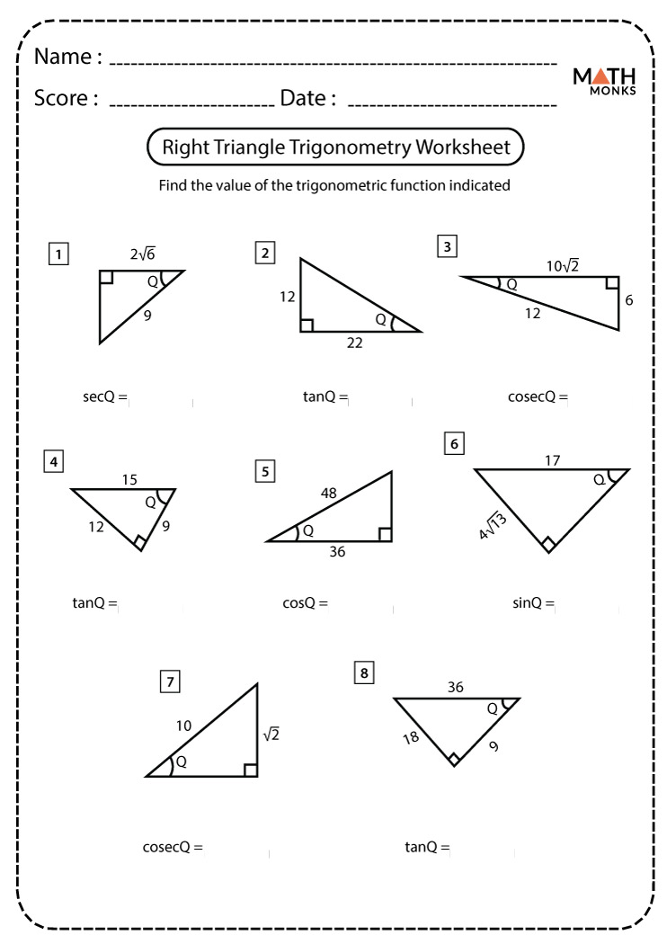 Right Triangle Trig Worksheet Englishworksheet My Id