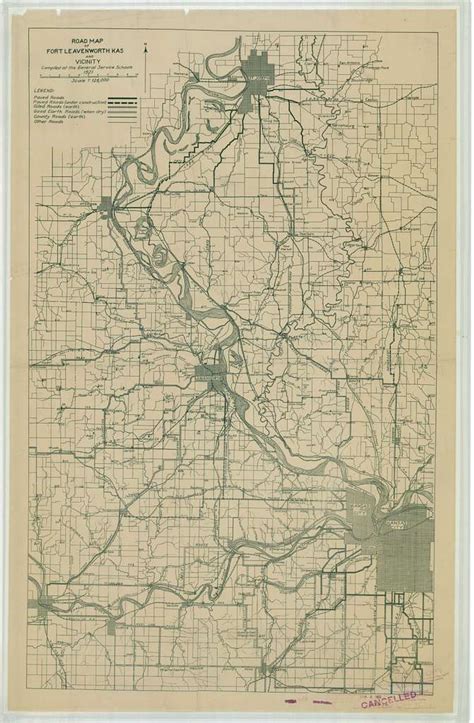 Road Map Of Fort Leavenworth Military Reservation And Vicinity Kansas Dpla