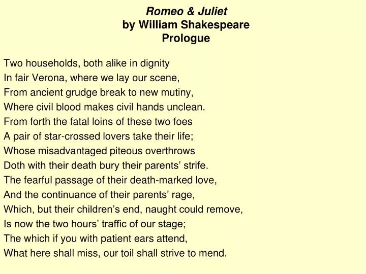 Romeo And Juliet By William Shakespeare Prologue Worksheet Tpt