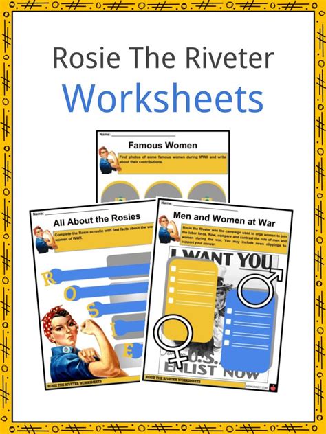 Rosie The Riveter History Facts Worksheets For Kids