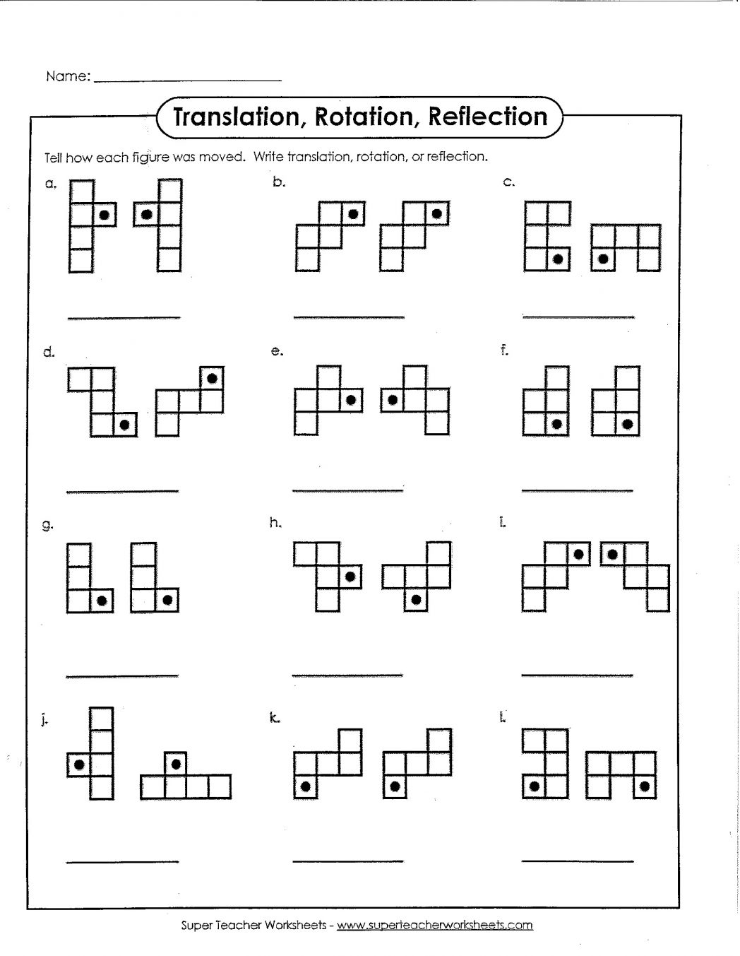 Rotation Reflection Translation Worksheets