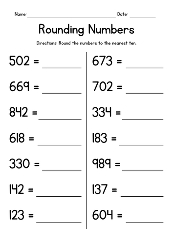 Rounding 3 Digit Numbers Worksheet Printable Pdf For Kids Answers