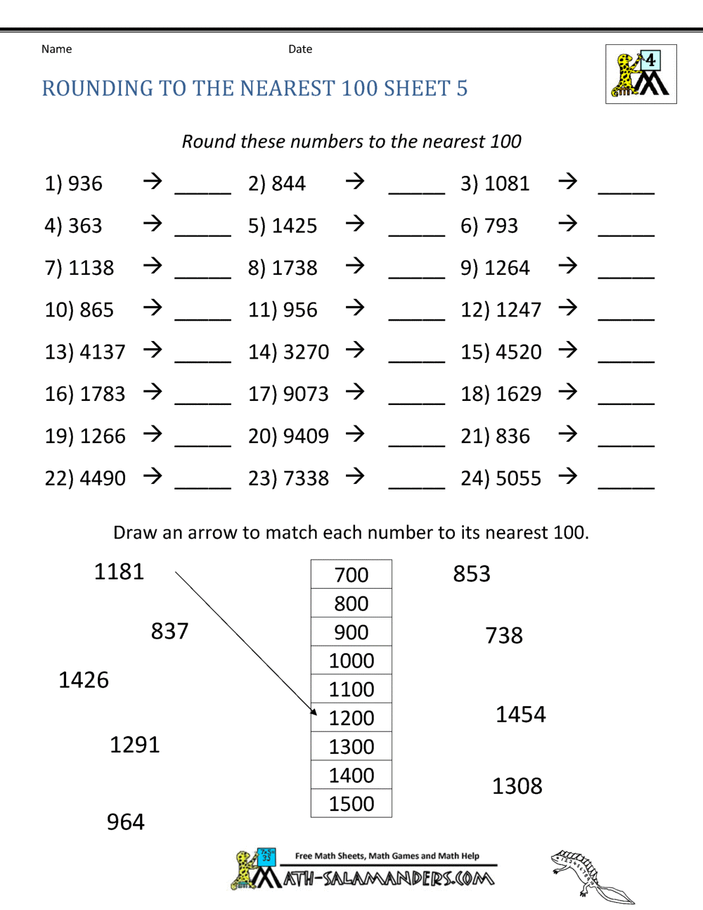 Rounding Numbers Worksheets: Free Printable Fun for Math Learners