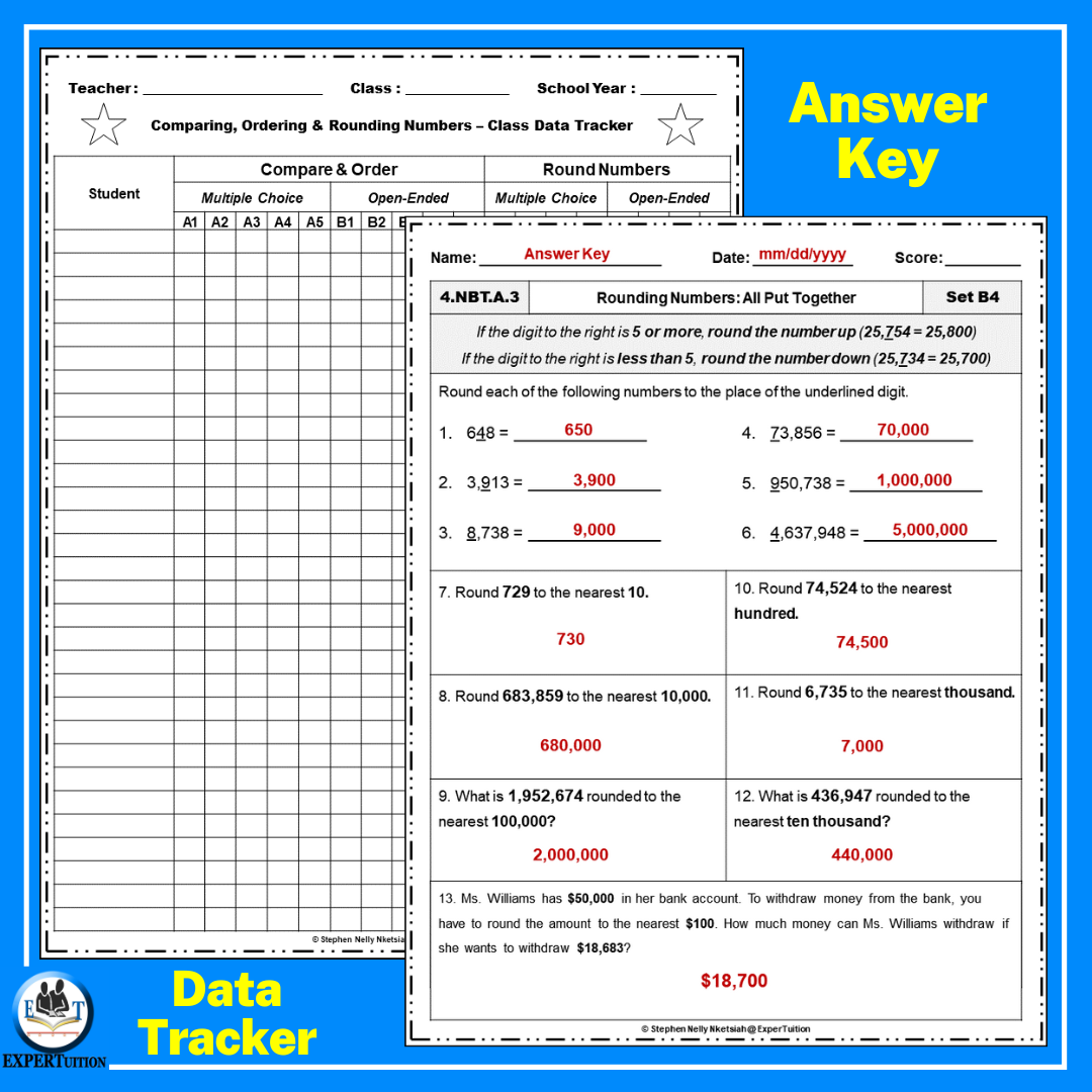 Rounding Whole Numbers Worksheets 4Th Grade Place Value Made By