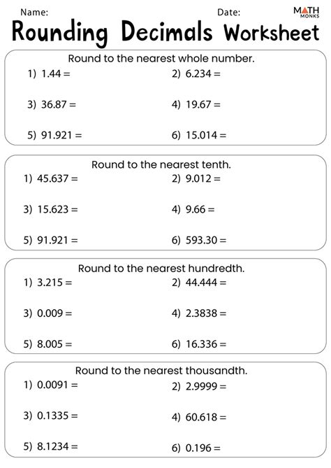 Rounding With Decimals Worksheet Pdf