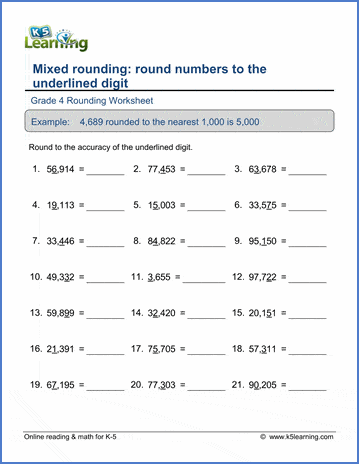 Rounding Worksheet 4Th Grade Pdf