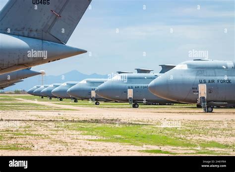 Row Of Decommissioned Heavy Military Aircraft At Davis Monthan Air