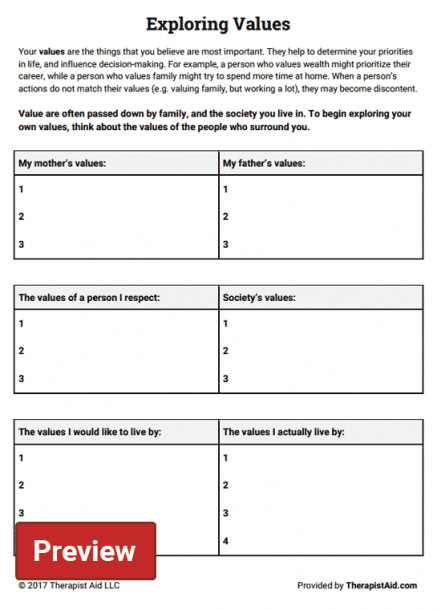 Russ Harris Act Values Worksheets