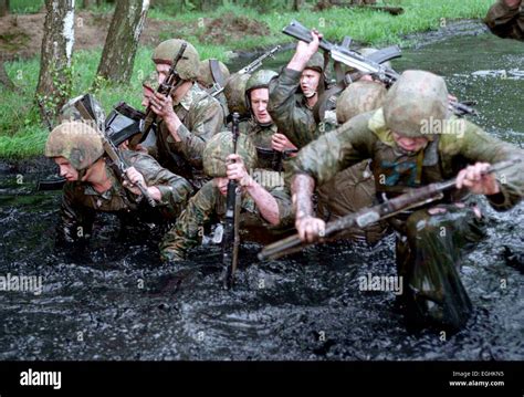 Russia Russian Special Forces Training In Picture A Group Of Soldiers Overcoming Water