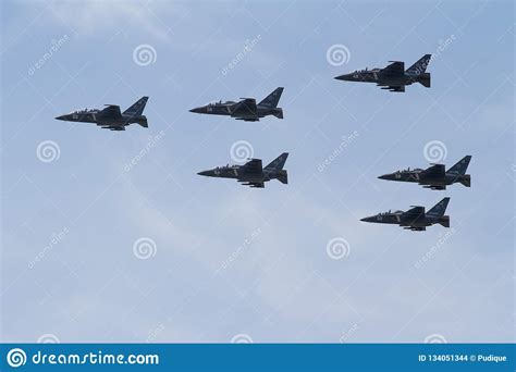 Russian Military Aircrafts In Flight At The Victory Day Stock Photo