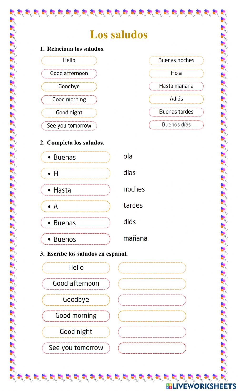 Saludos Interactive Worksheet Spanish Teaching Resources Spanish