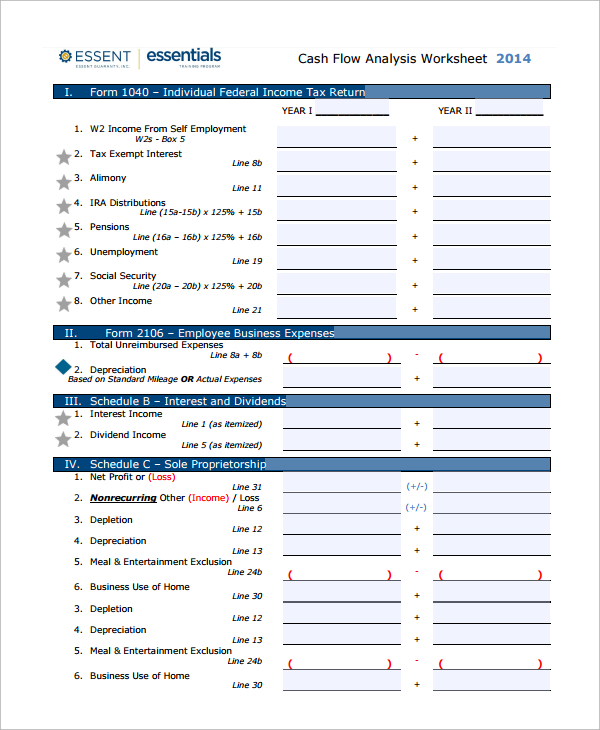 Sam Income Worksheets