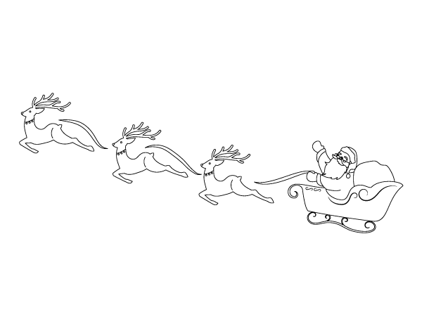 Santa And Reindeer Flying Printable