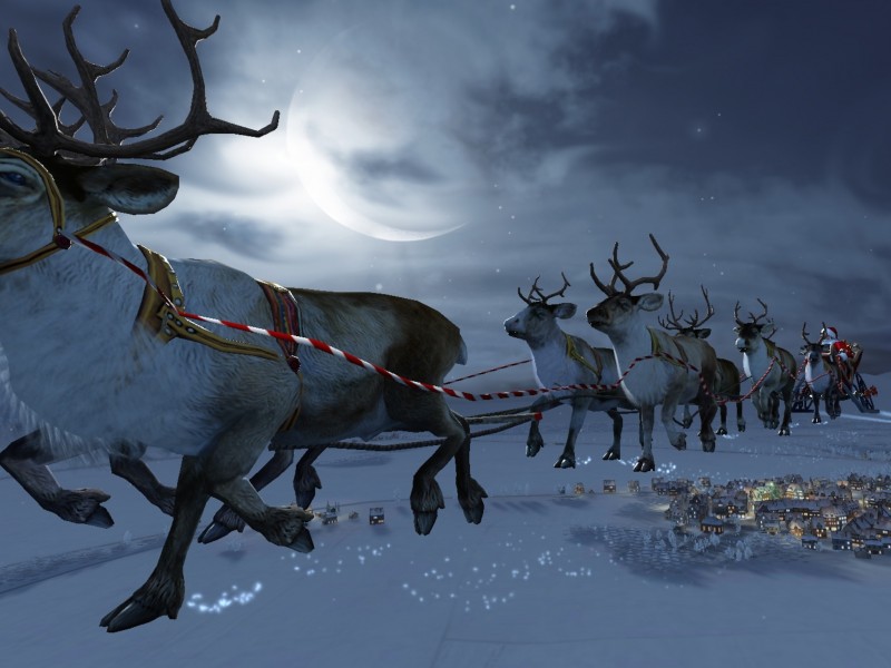 Santa Reindeer Flying