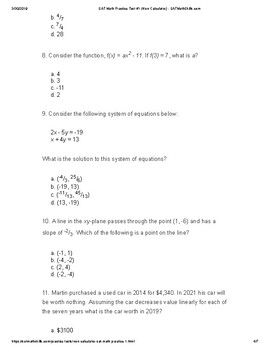 Sat Math 2 Practice Test Pdf With Answers Eva Moore S Reading