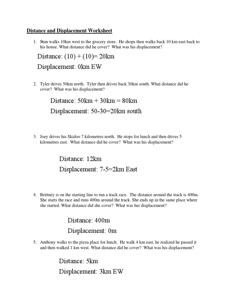 Savannah Montelongo Distance And Displacement Worksheet Pdf