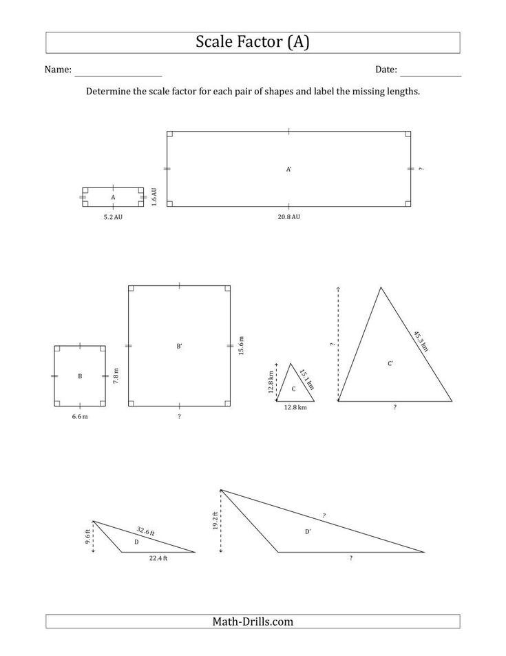 Scale Factor Worksheet With Answers Determine The Scale Factor Between Two Shapes And Determine