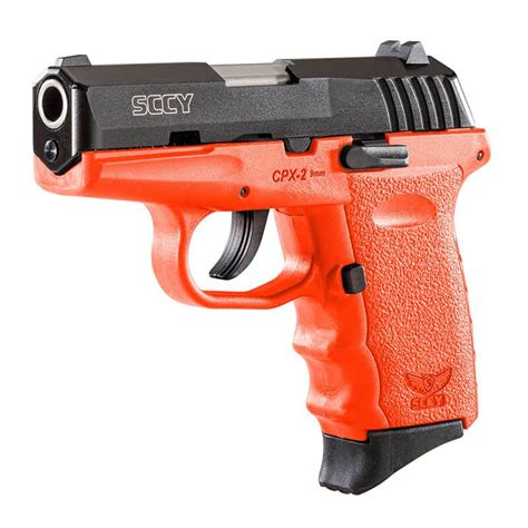 Sccy Cpx 2 9 Mm Semi Auto Pistol Safety Black Nitride Orange Grip At