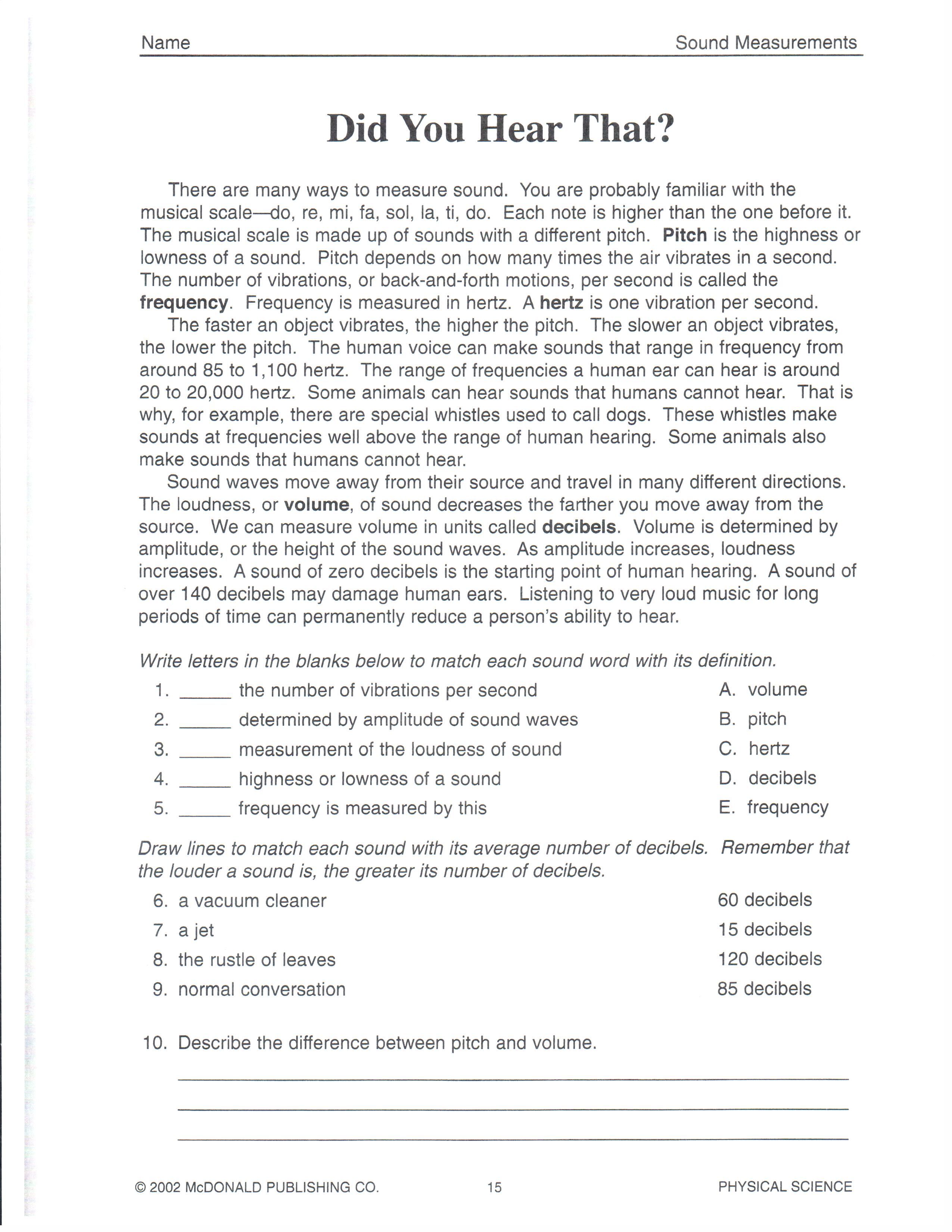 5 Fun Science Worksheets for 8th Graders